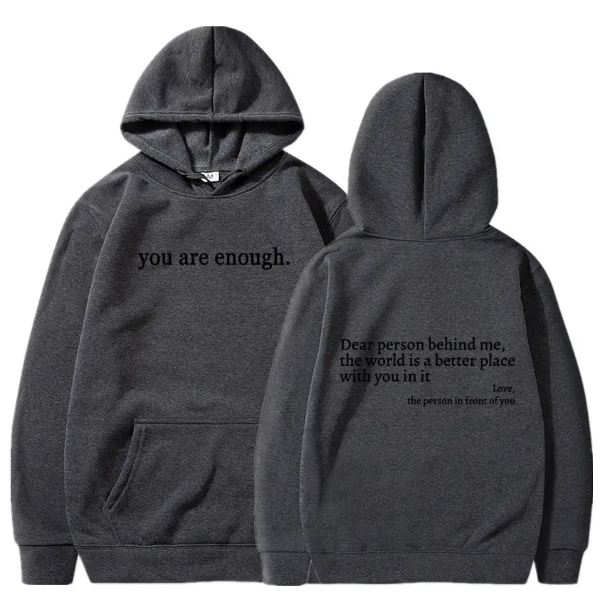 Grey Hoodie with "You Are Enough" Print - Image 16