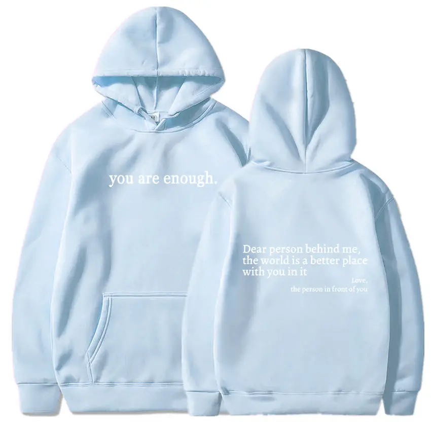 Grey Hoodie with "You Are Enough" Print - Image 19