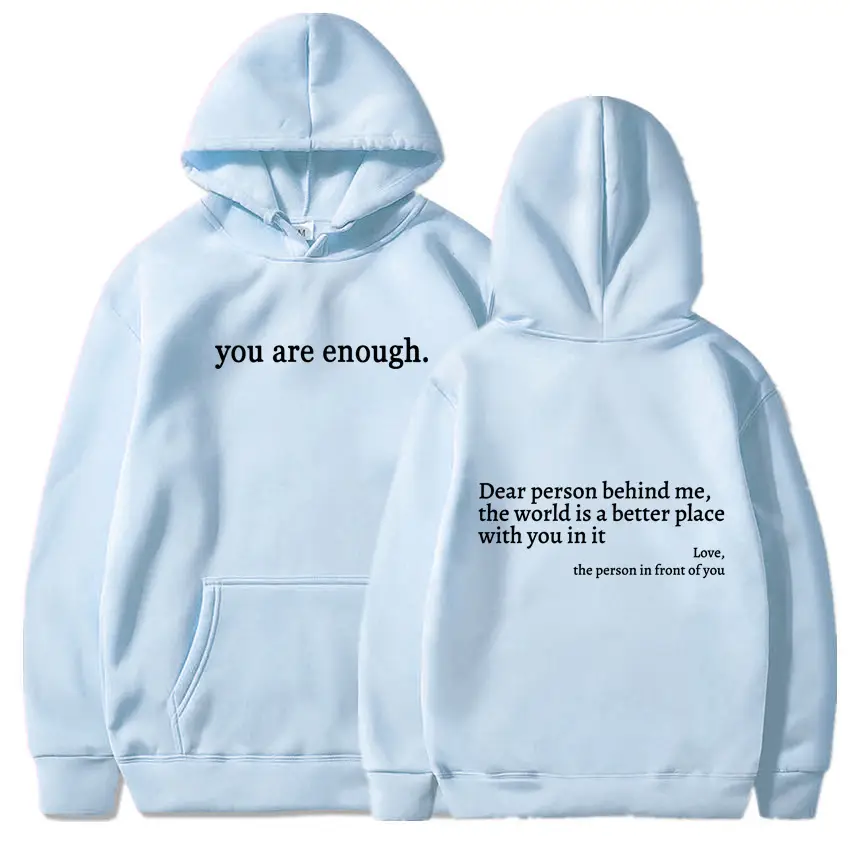 Grey Hoodie with "You Are Enough" Print - Image 20