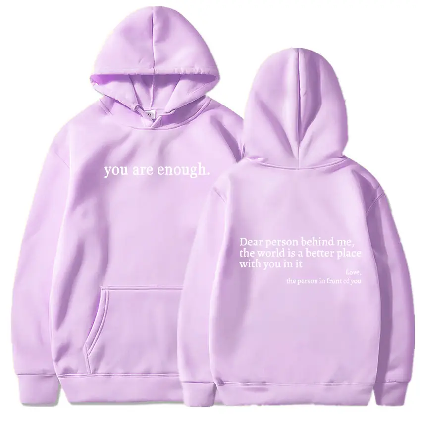 Grey Hoodie with "You Are Enough" Print - Image 21