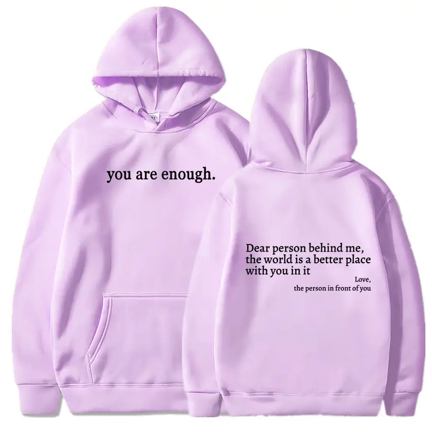 Grey Hoodie with "You Are Enough" Print - Image 22