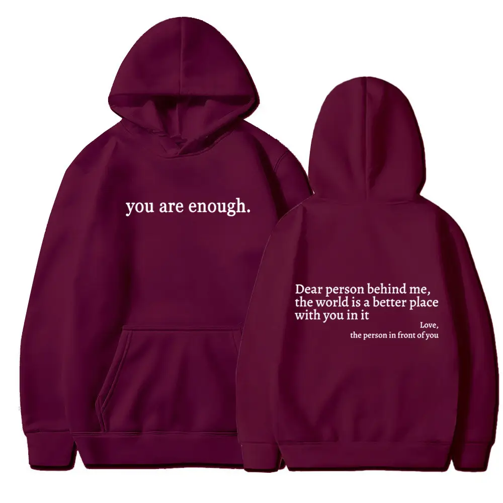 Grey Hoodie with "You Are Enough" Print - Image 23