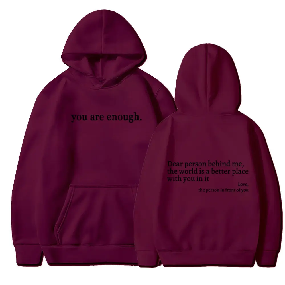 Grey Hoodie with "You Are Enough" Print - Image 24