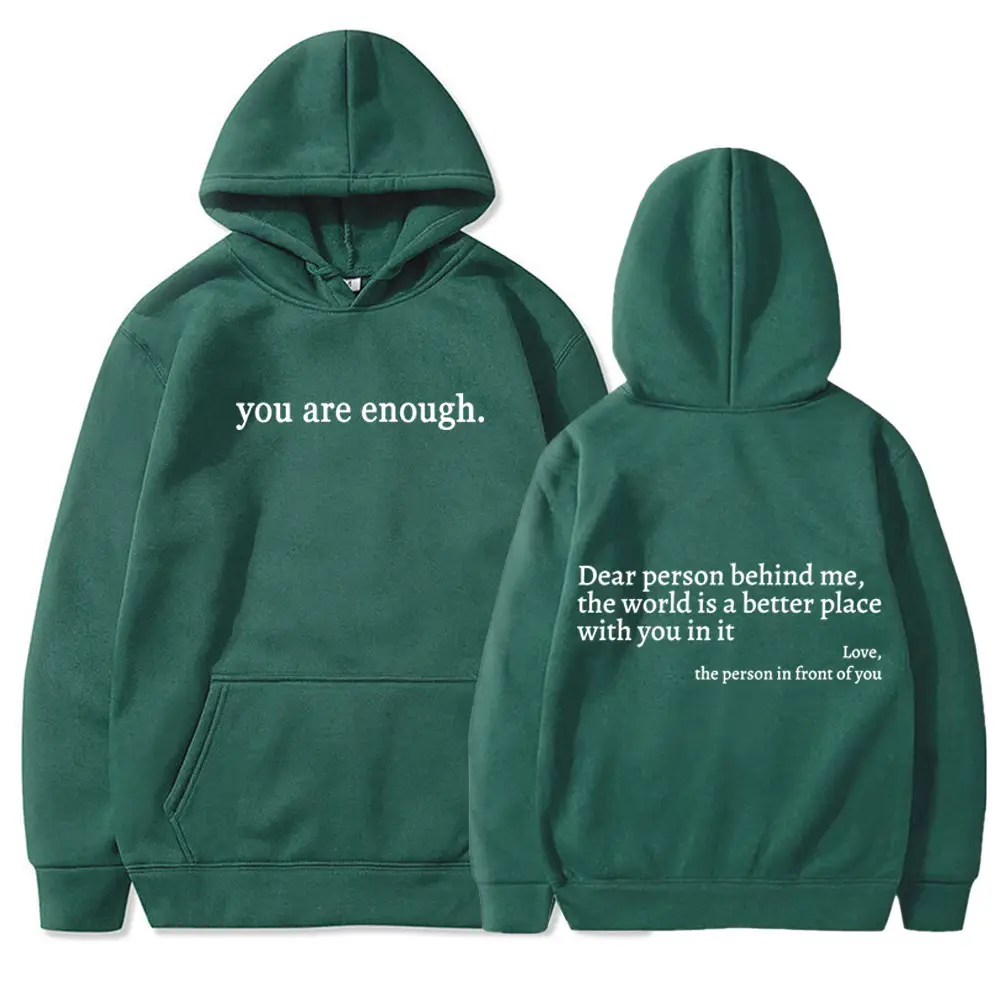 Grey Hoodie with "You Are Enough" Print - Image 25
