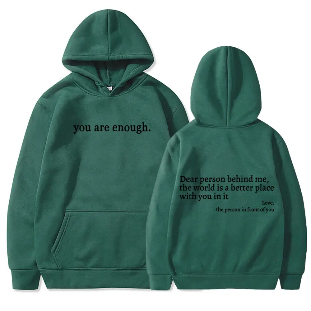Grey Hoodie with "You Are Enough" Print - Image 26