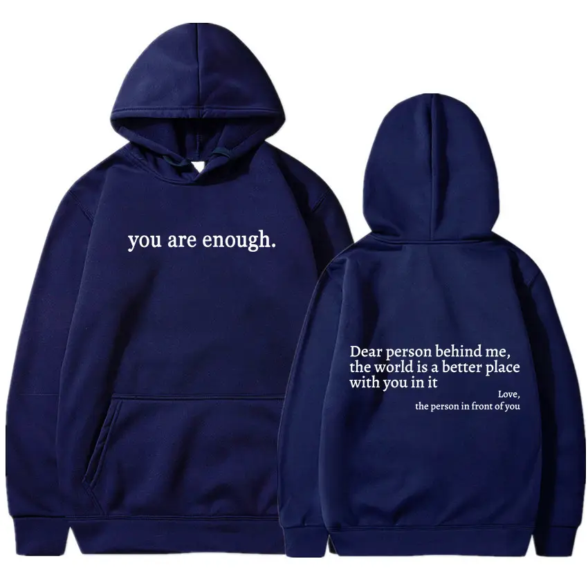 Grey Hoodie with "You Are Enough" Print - Image 3