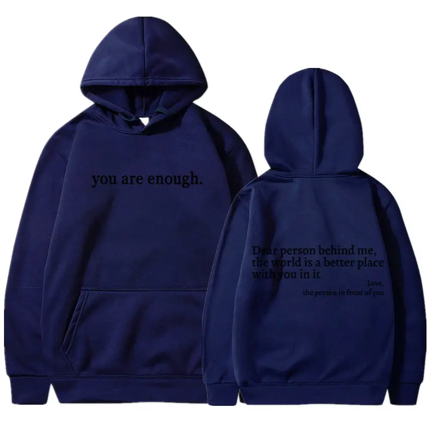 Grey Hoodie with "You Are Enough" Print - Image 4