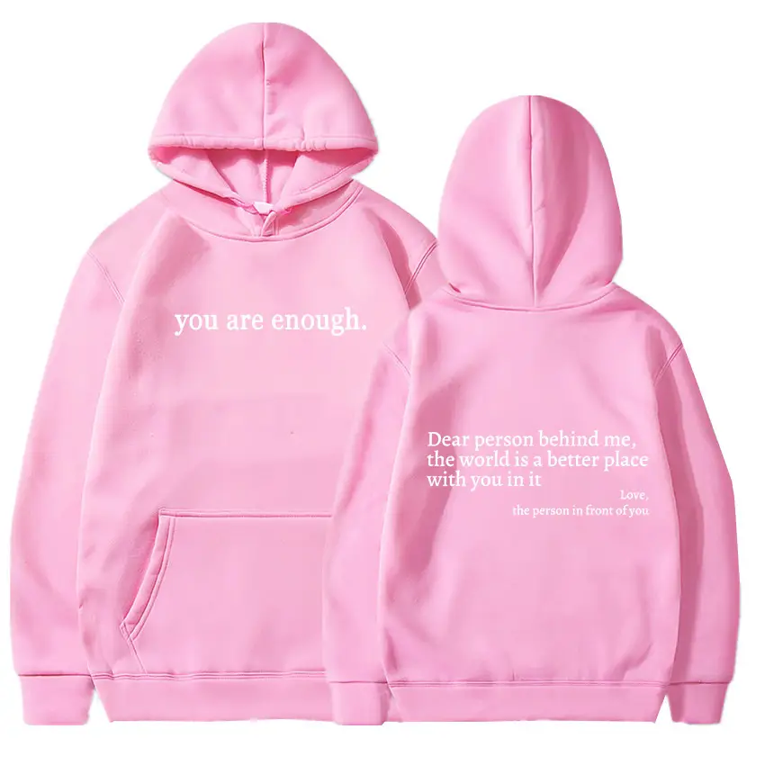 Grey Hoodie with "You Are Enough" Print - Image 5