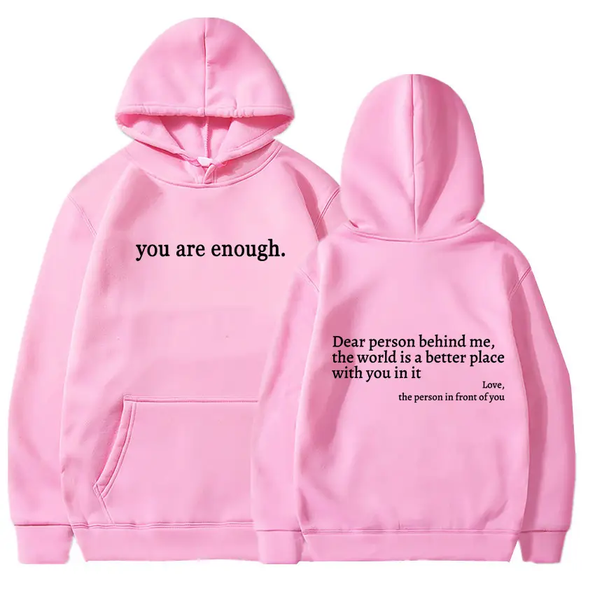 Grey Hoodie with "You Are Enough" Print - Image 6