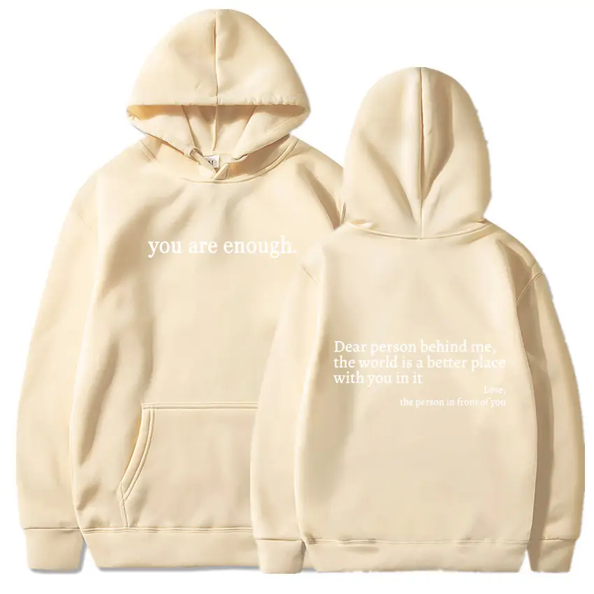 Grey Hoodie with "You Are Enough" Print - Image 7