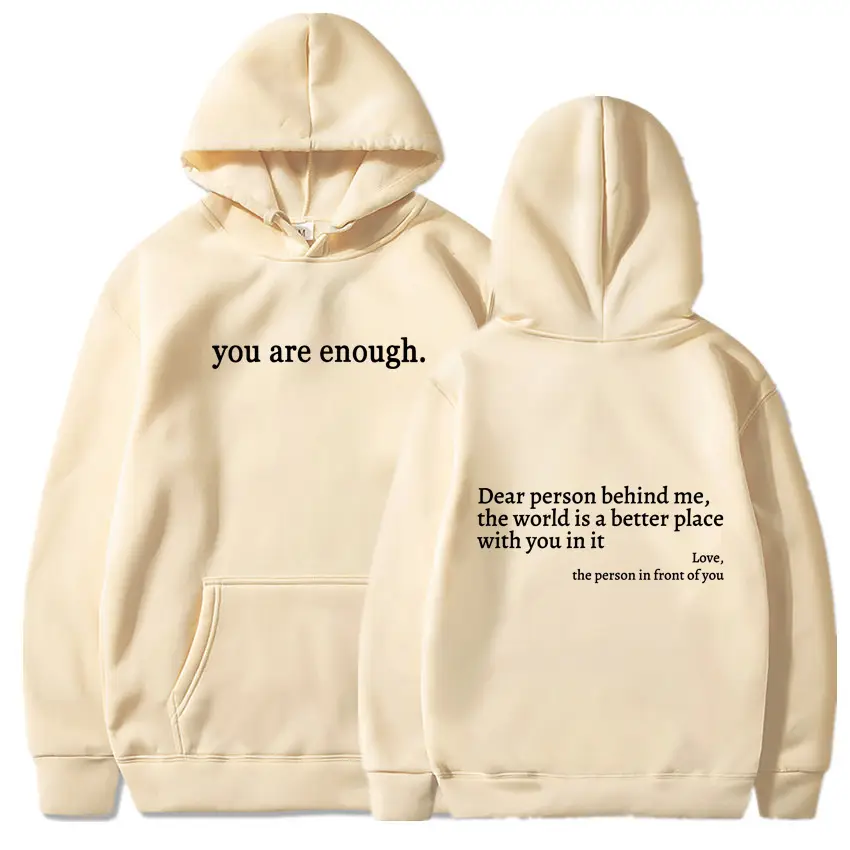 Grey Hoodie with "You Are Enough" Print - Image 8