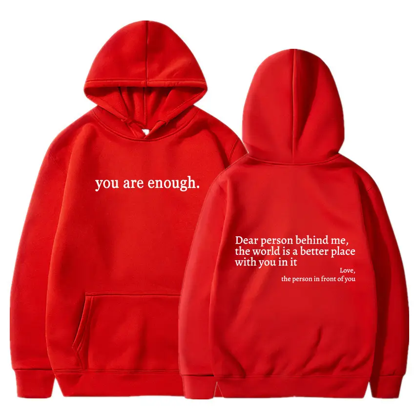 Grey Hoodie with "You Are Enough" Print - Image 9