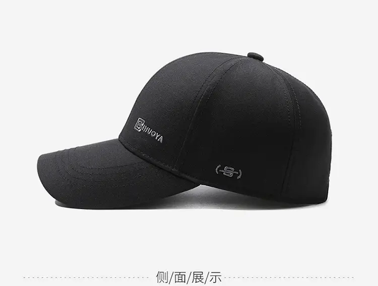 Men's Black Peak Cap Sun Hat All-Match Baseball — feature 10