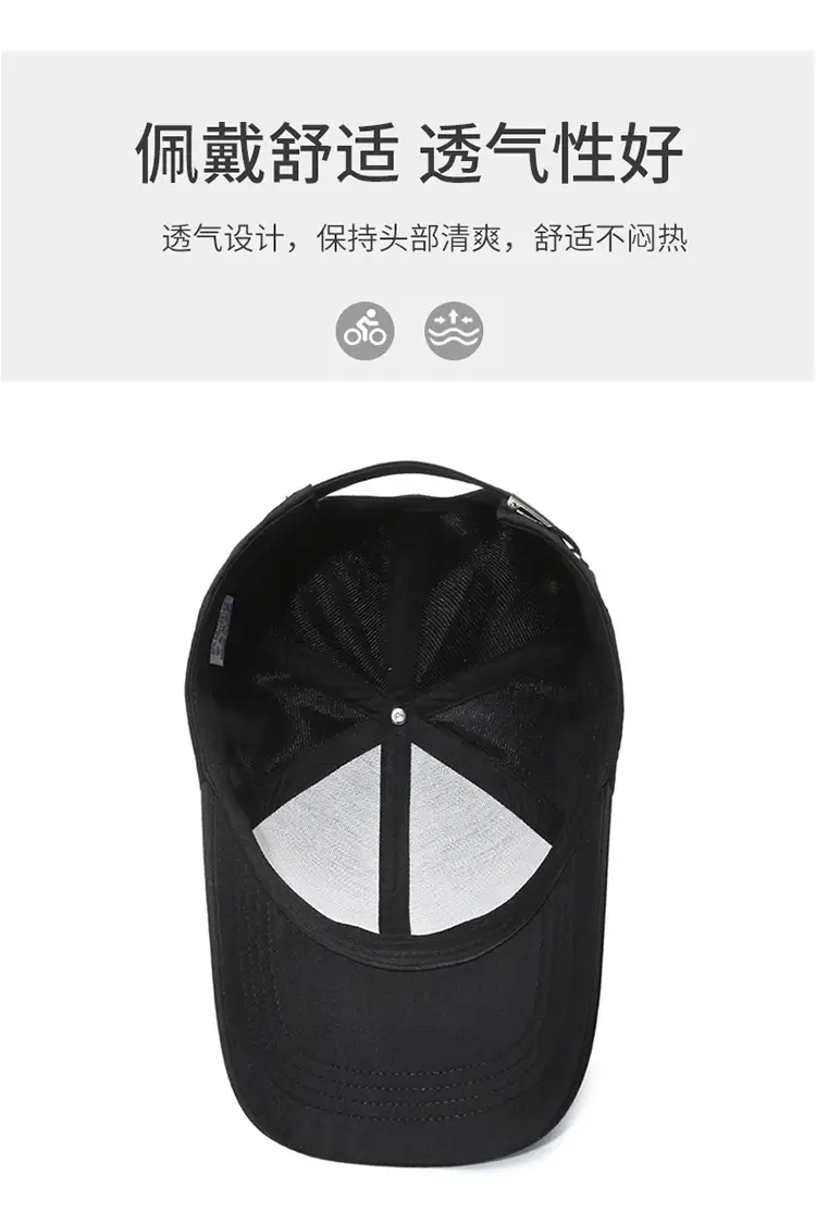 Men's Black Peak Cap Sun Hat All-Match Baseball — feature 5