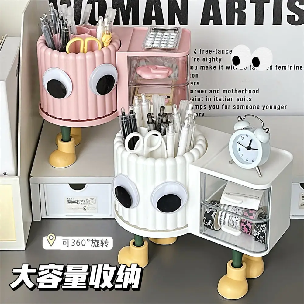 Rotating Makeup Brush Storage Rack with Clock - Image 10