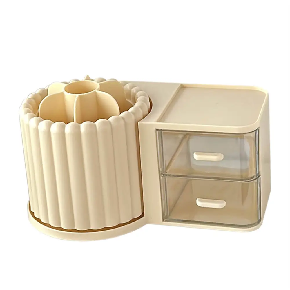 Rotating Makeup Brush Storage Rack with Clock - Image 12