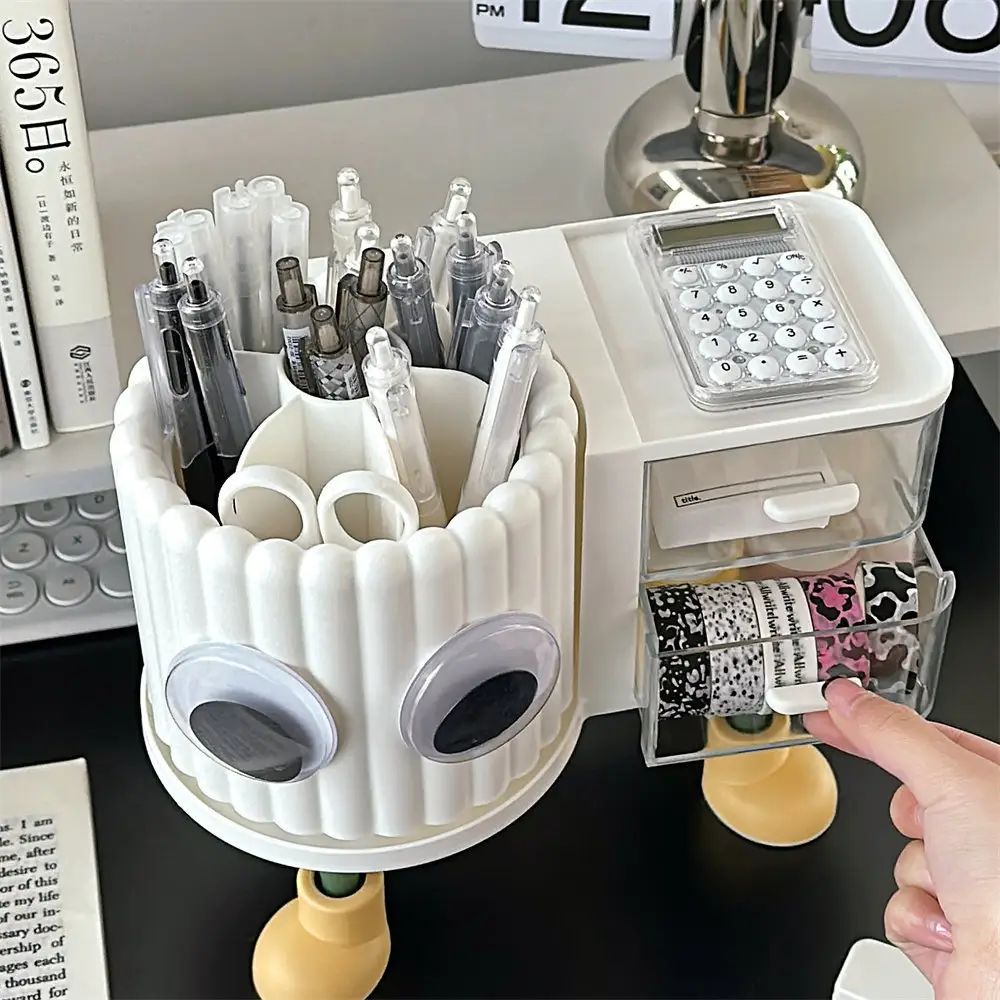 Rotating Makeup Brush Storage Rack with Clock — feature 49