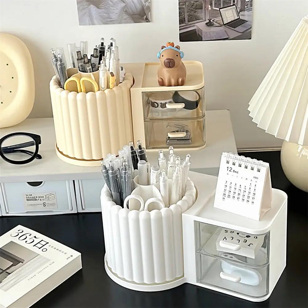 Rotating Makeup Brush Storage Rack with Clock — feature 54