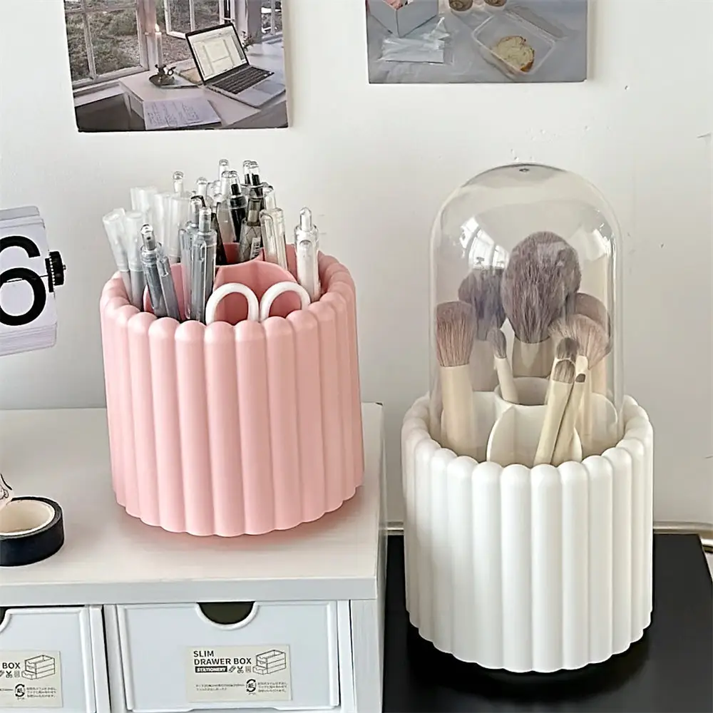 Rotating Makeup Brush Storage Rack with Clock — feature 58