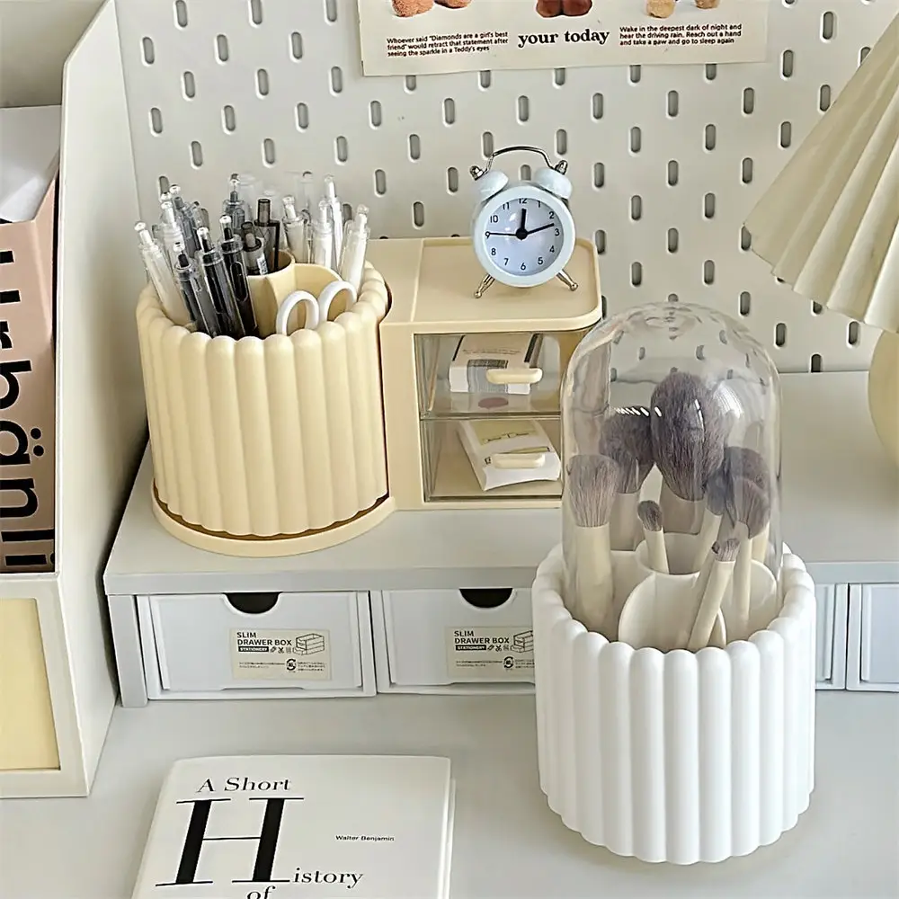 Rotating Makeup Brush Storage Rack with Clock — feature 59