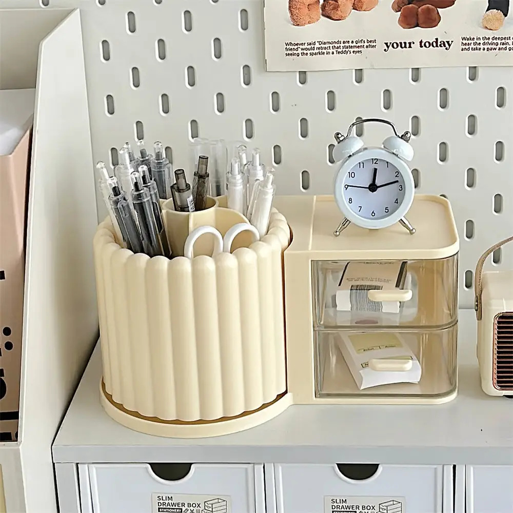 Rotating Makeup Brush Storage Rack with Clock — feature 60