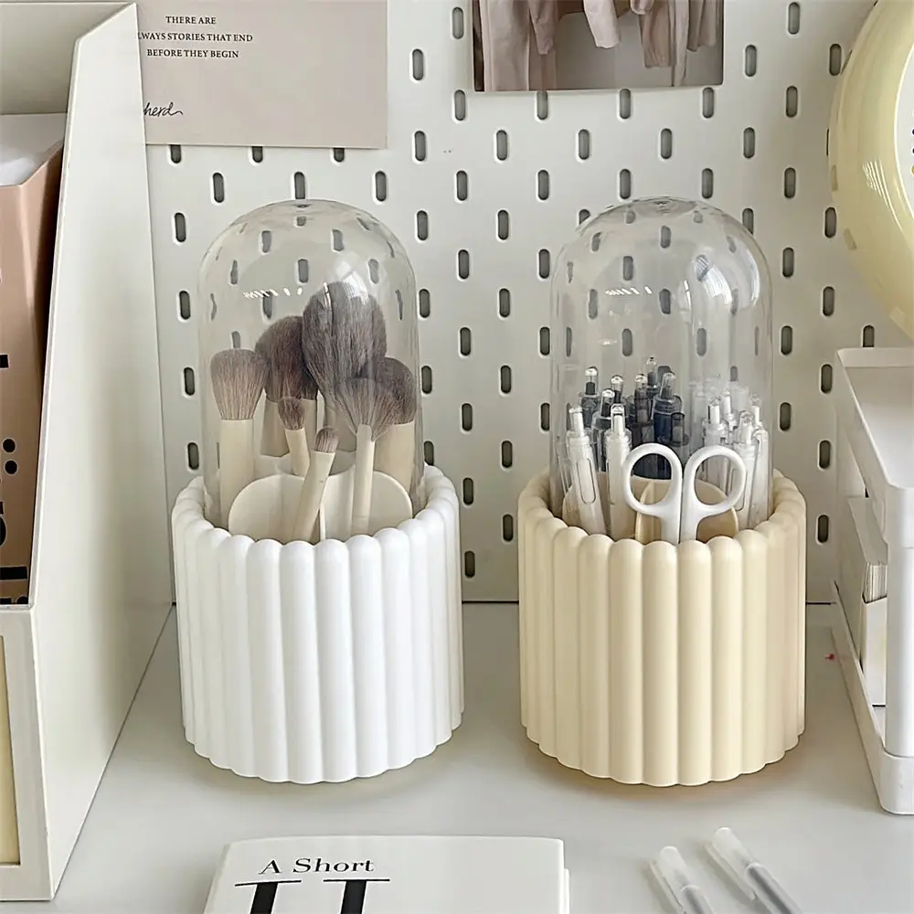 Rotating Makeup Brush Storage Rack with Clock — feature 61