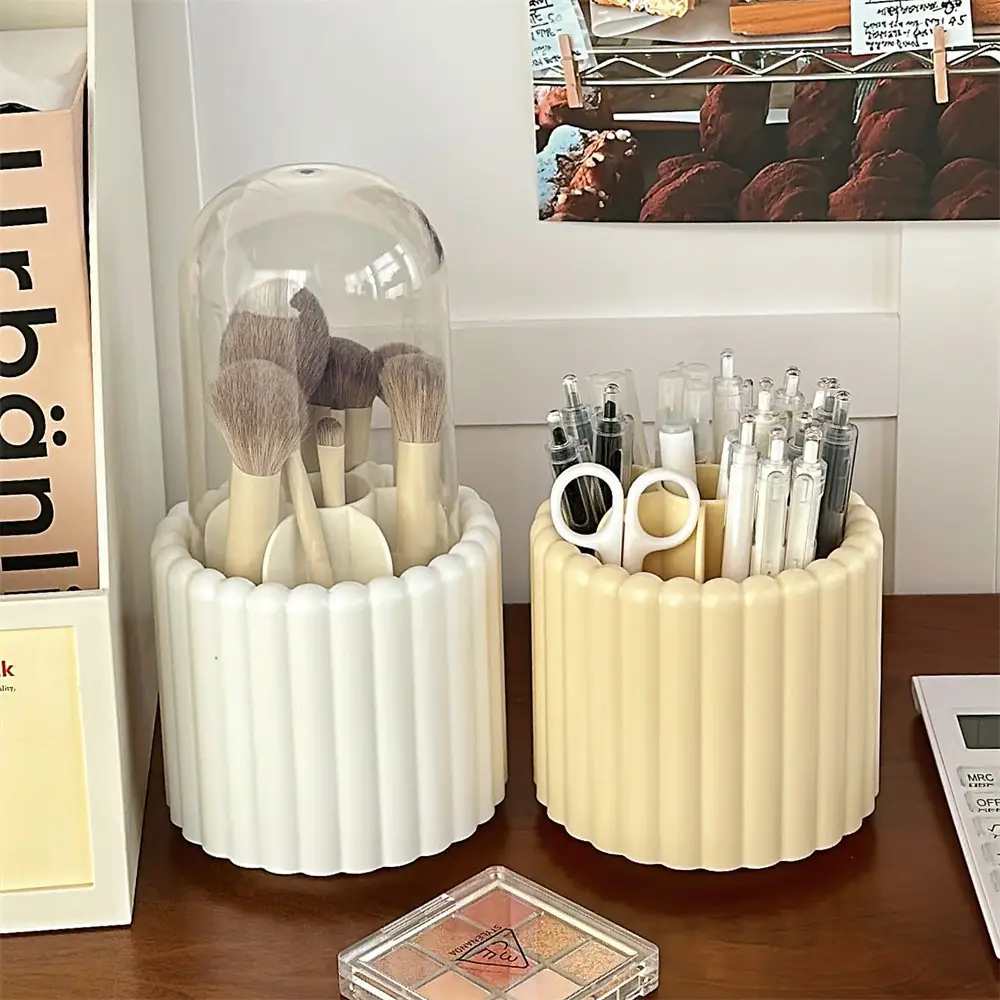 Rotating Makeup Brush Storage Rack with Clock — feature 62