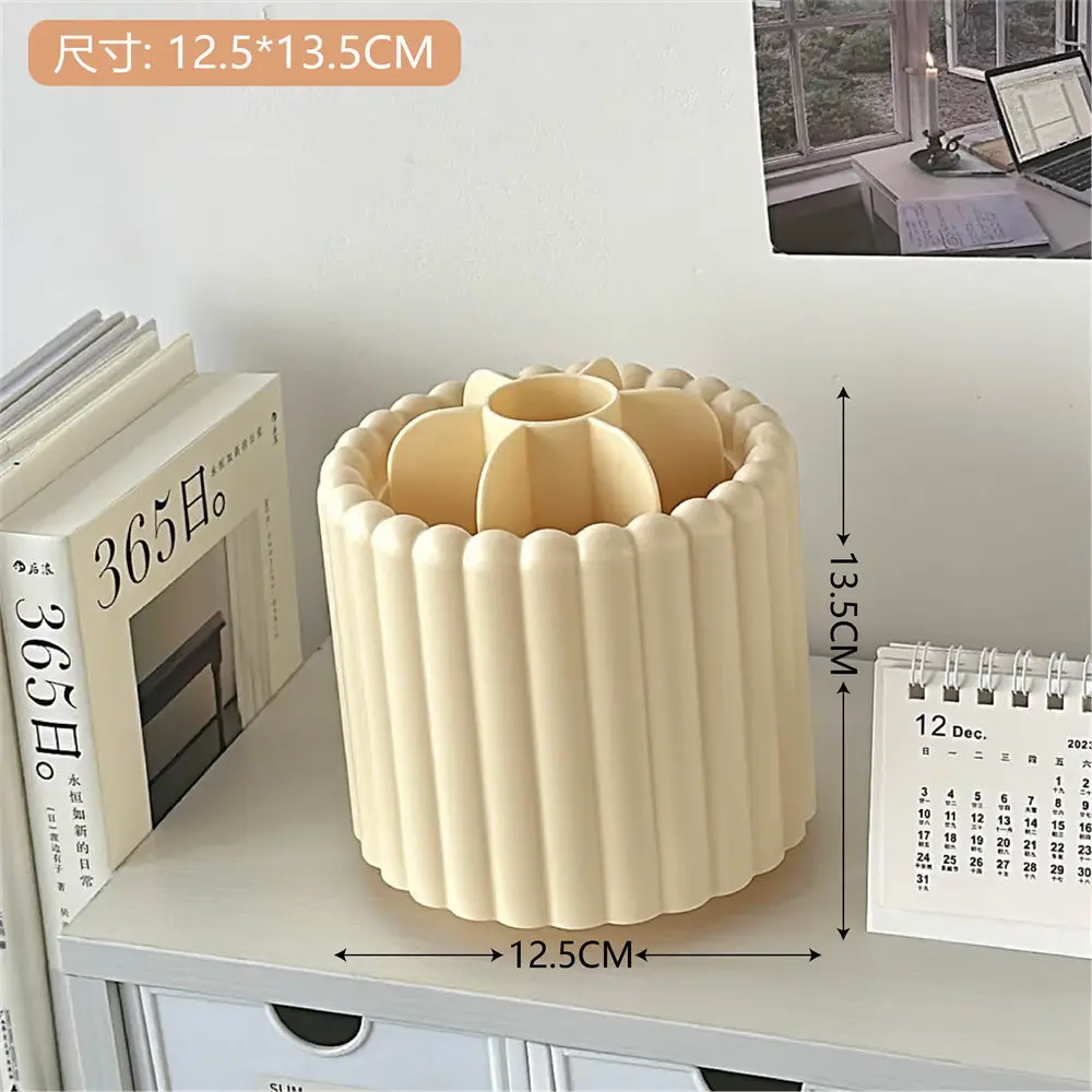 Rotating Makeup Brush Storage Rack with Clock