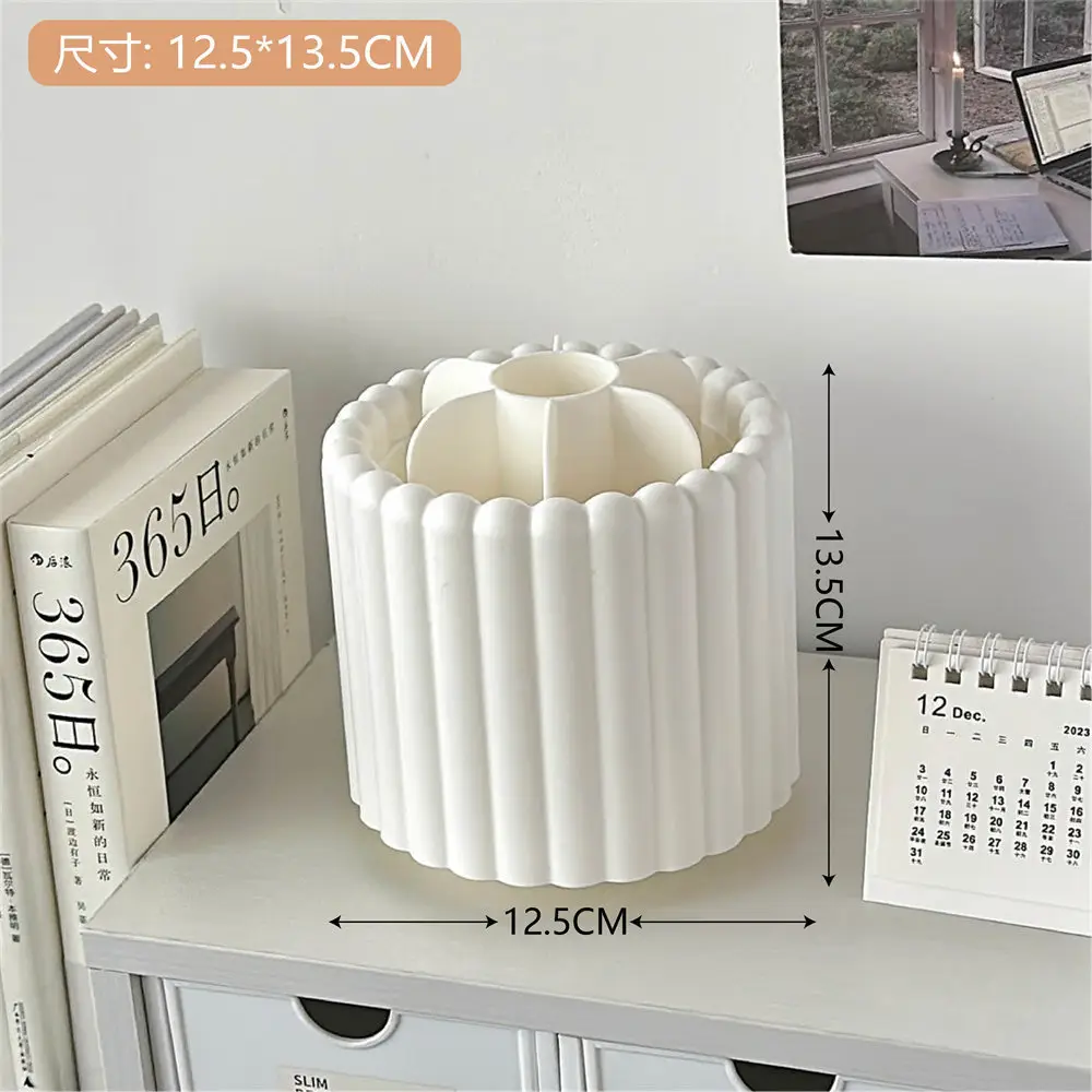 Rotating Makeup Brush Storage Rack with Clock - Image 3