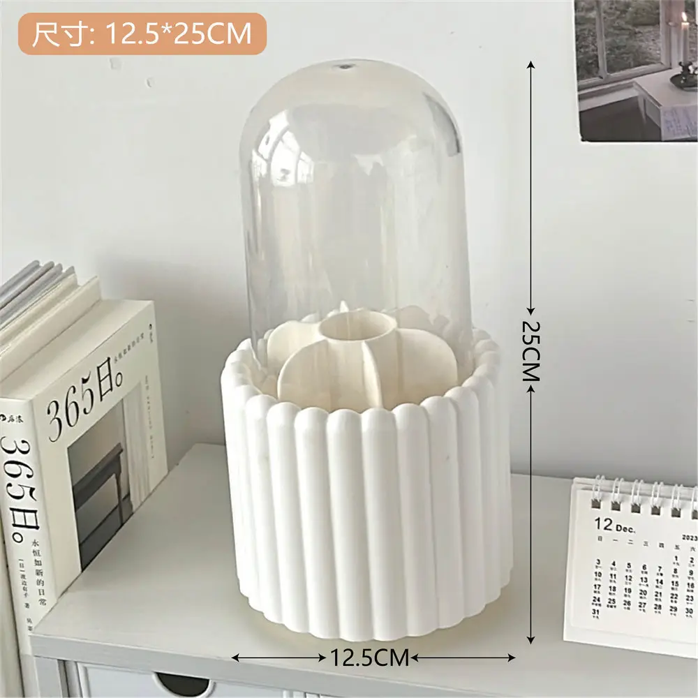 Rotating Makeup Brush Storage Rack with Clock - Image 6