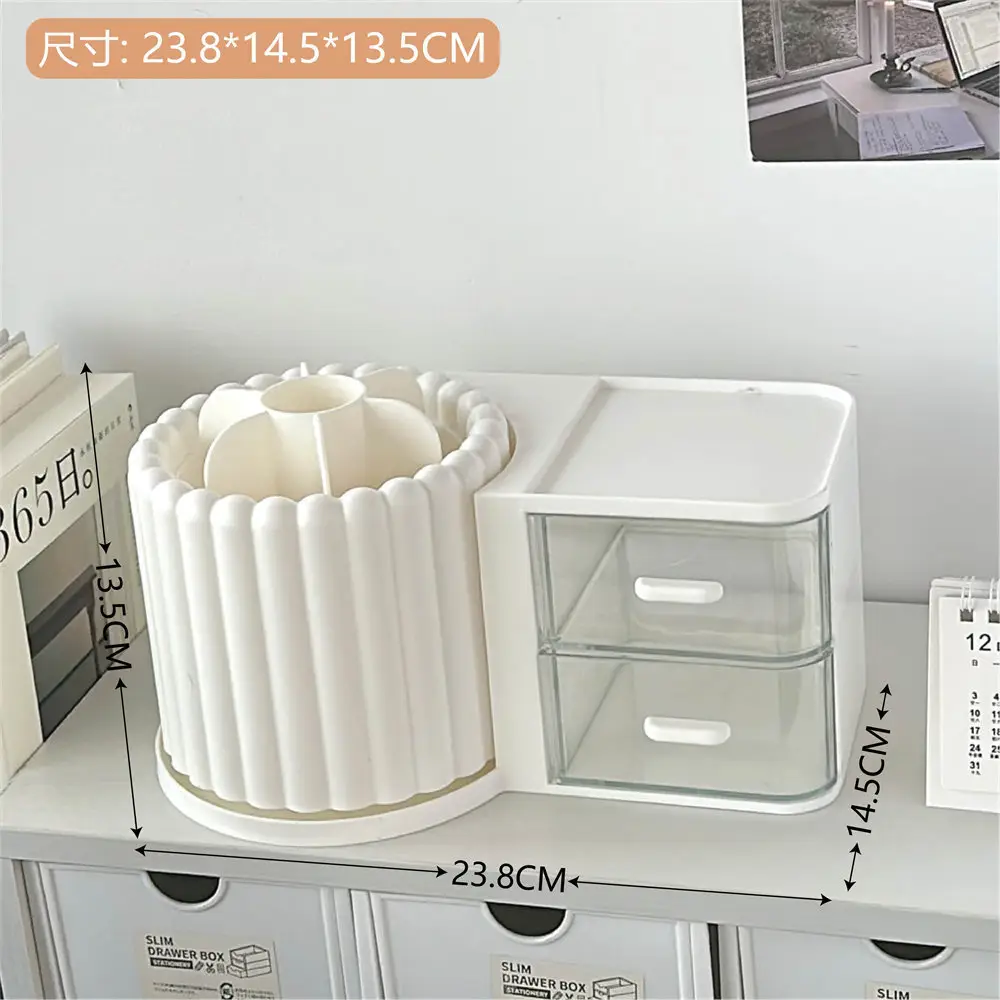 Rotating Makeup Brush Storage Rack with Clock - Image 7