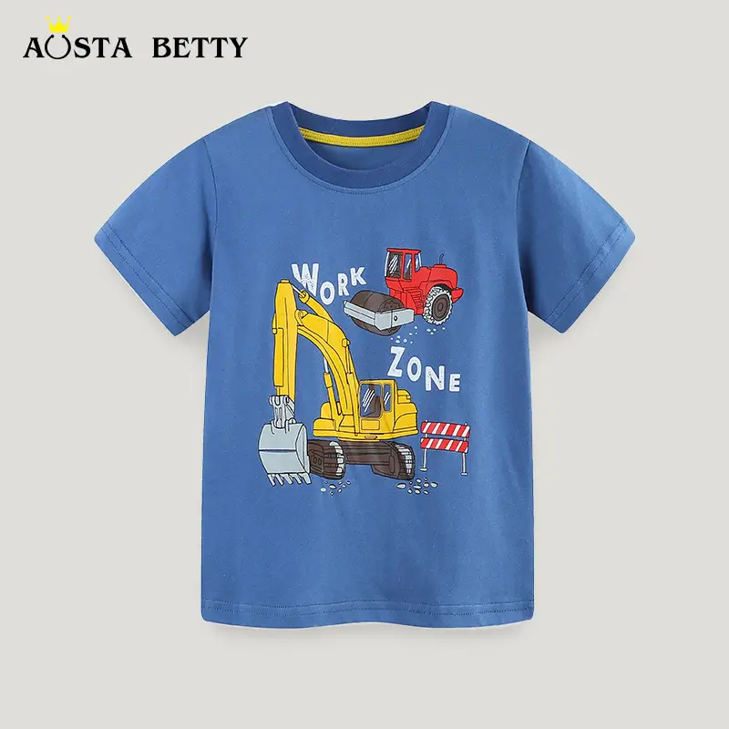 Blue Cartoon Work Zone Boys T-Shirt Round Neck - Image 2