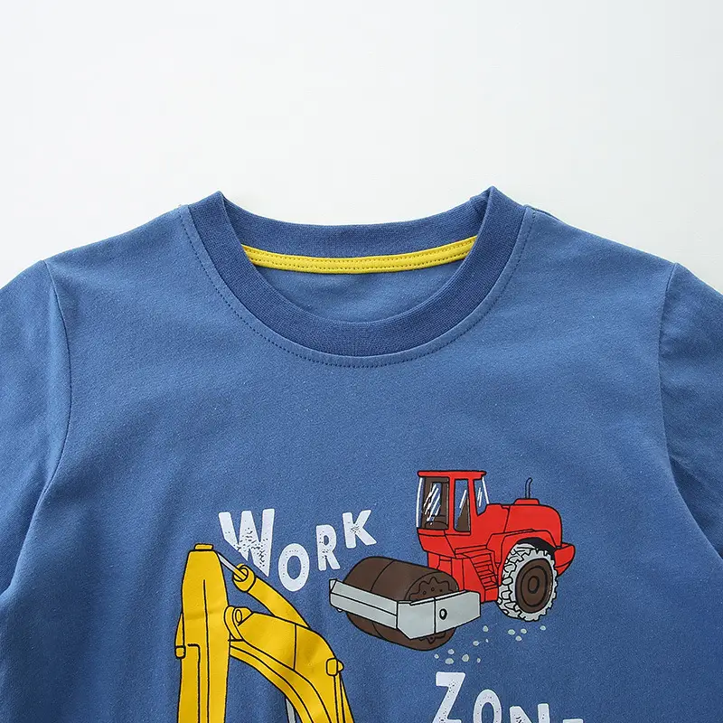 Blue Cartoon Work Zone Boys T-Shirt Round Neck - Image 4