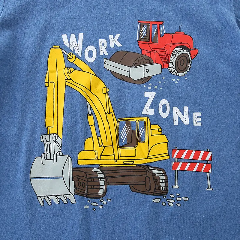 Blue Cartoon Work Zone Boys T-Shirt Round Neck - Image 5