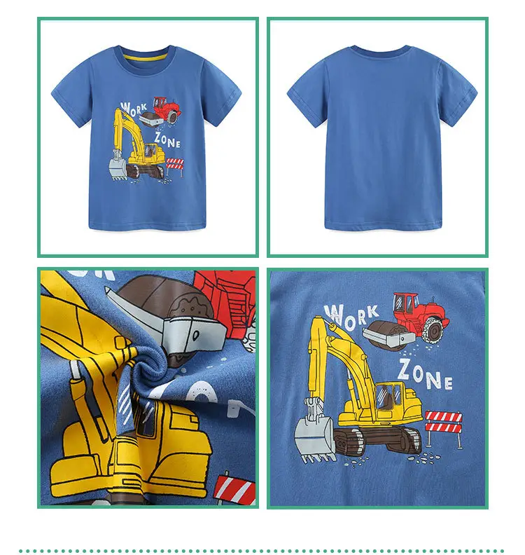 Blue Cartoon Work Zone Boys T-Shirt Round Neck — feature 23