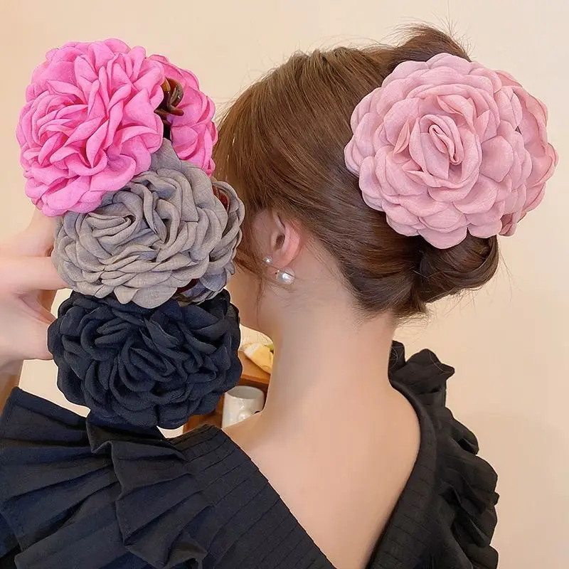 Gray Rose Hairpin for Women, 9CM Size, Durable Clip - Image 14