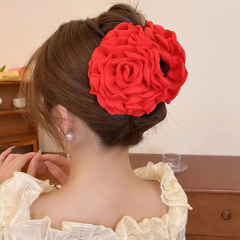 Gray Rose Hairpin for Women, 9CM Size, Durable Clip - Image 15