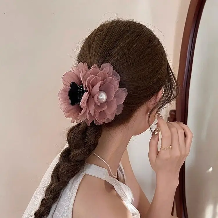 Gray Rose Hairpin for Women, 9CM Size, Durable Clip - Image 10