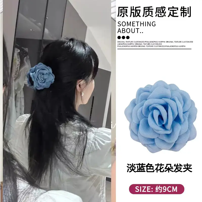 Gray Rose Hairpin for Women, 9CM Size, Durable Clip - Image 7