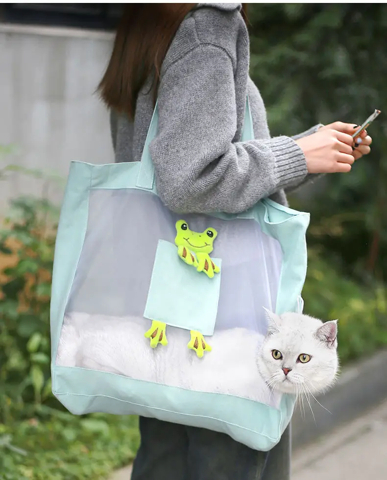 Cartoon Cat Breathable Pet Bag Blue White — feature 3