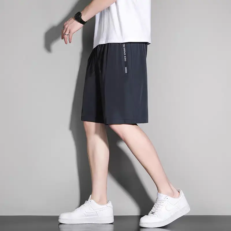 Men Ice Silk Thin Shorts Black Quick Dry - Image 5