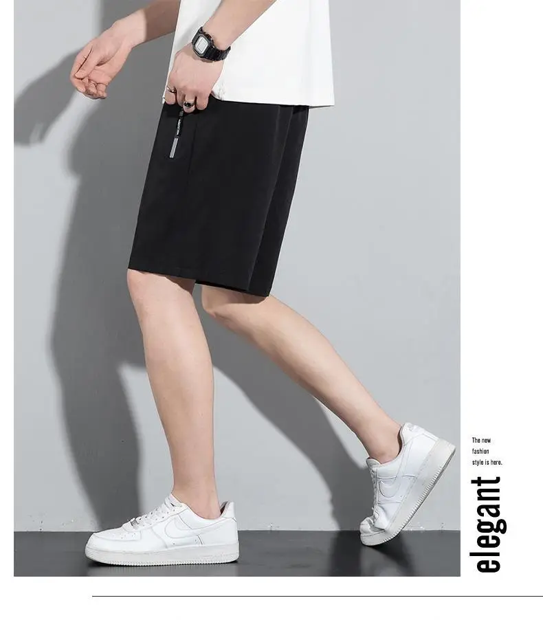 Men Ice Silk Thin Shorts Black Quick Dry — feature 21