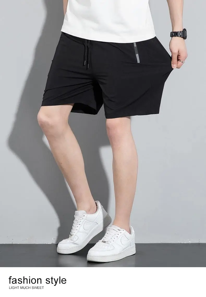 Men Ice Silk Thin Shorts Black Quick Dry — feature 22
