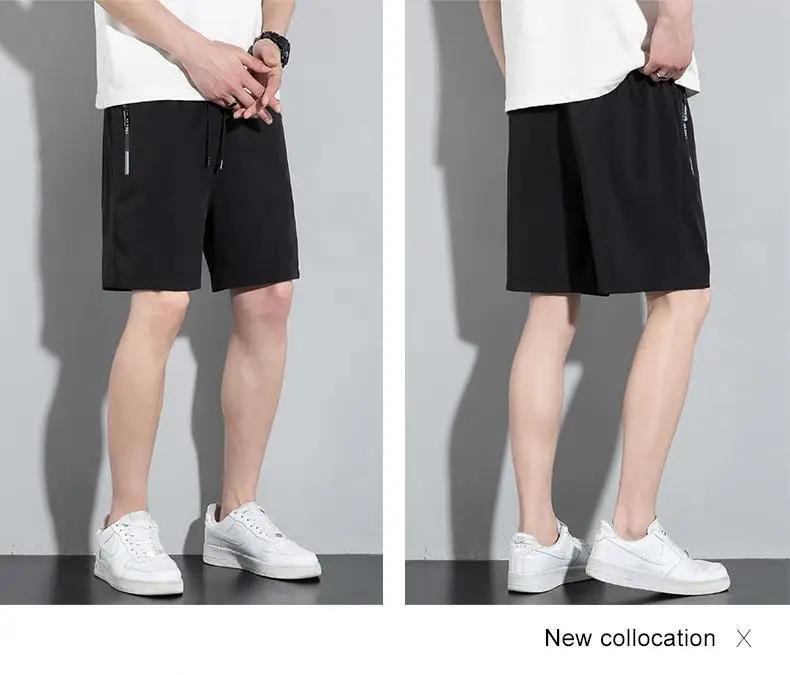 Men Ice Silk Thin Shorts Black Quick Dry — feature 24