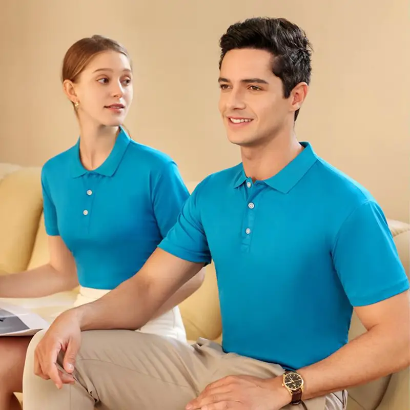 160 Yorkshire Men Pure Blue Polo Shirt Short Sleeve Lapel T-Shirt - Image 15