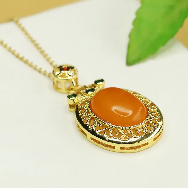 Aiyu Natural Amber Pendant Necklace for Women - Image 4