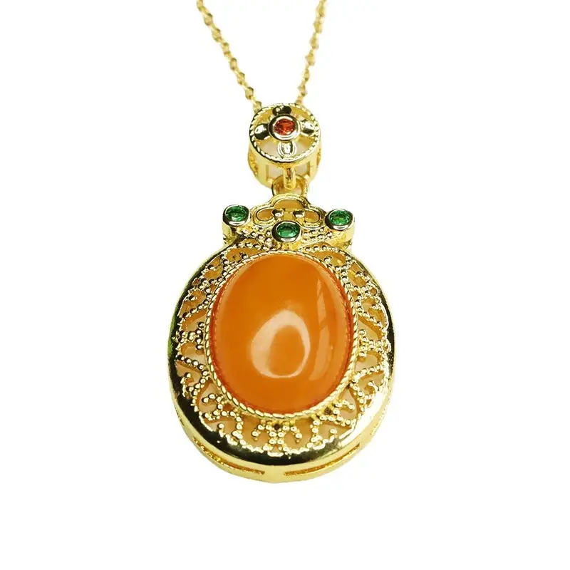 Aiyu Natural Amber Pendant Necklace for Women - Image 6