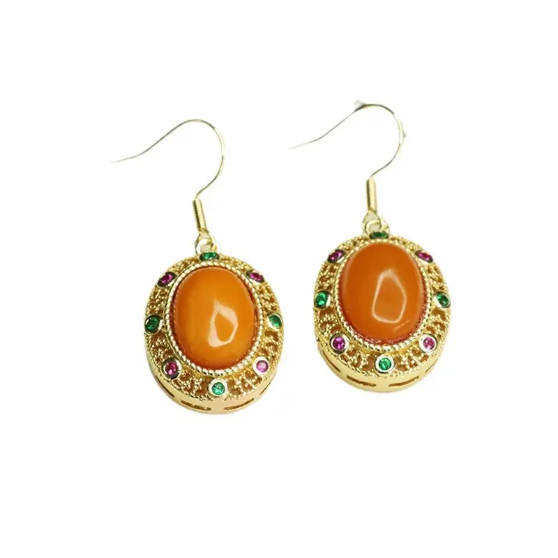Aiyu Natural Amber Earrings Full of Honey Wax - Image 5
