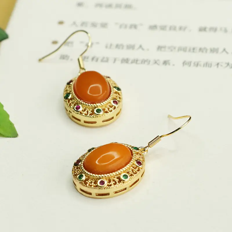 Aiyu Natural Amber Earrings Full of Honey Wax — feature 9