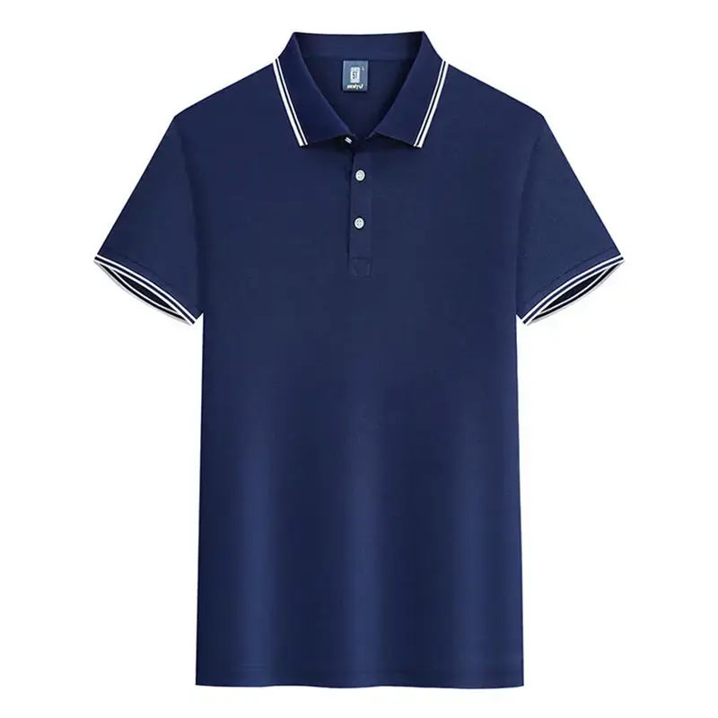 Men's White Edge Lapel T-Shirt 180g Summer - Image 4